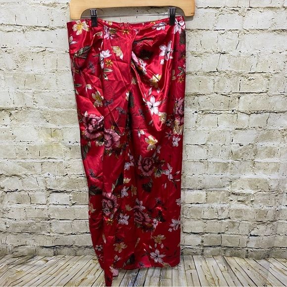 Shein X Dr Kholoud Red Satin Floral Midi Skirt - Picture 2 of 6